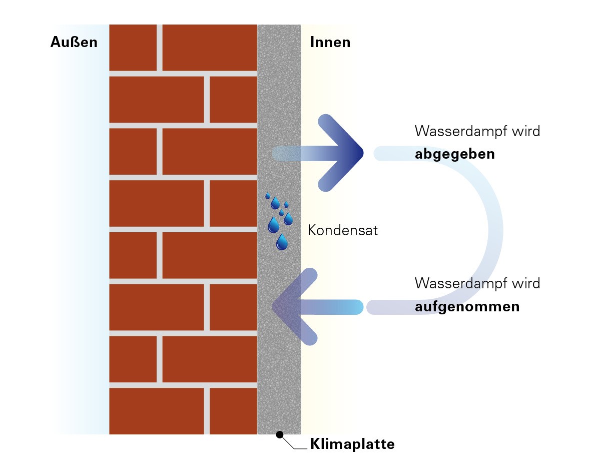 Wasserdampf Klimaplatte Funktion